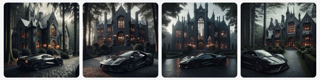 Dalle-e Bing house and car prompt image