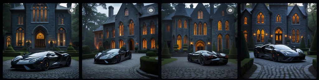 Leonardo house and car prompt image