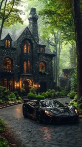 Midjourney house and car prompt image