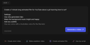 Text prompt for surfing video