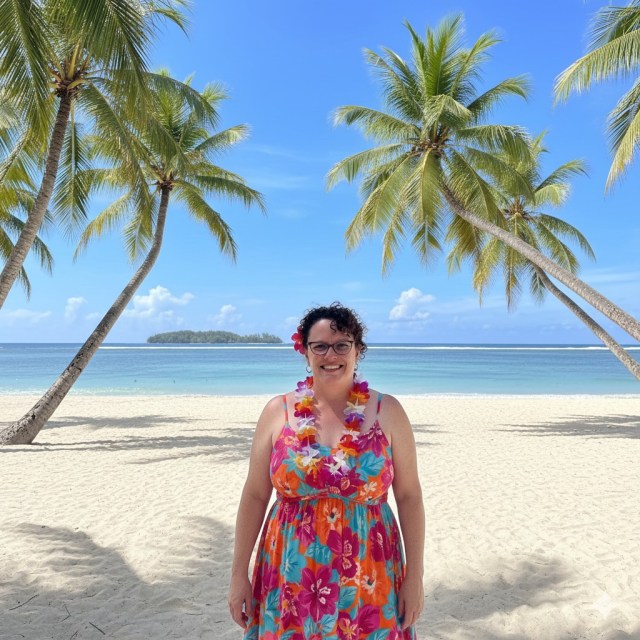 Me magically transported to a tropical beach