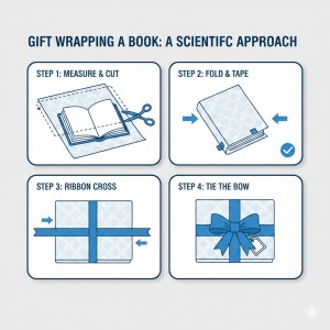 Infographic on how to wrap a book as a gift.