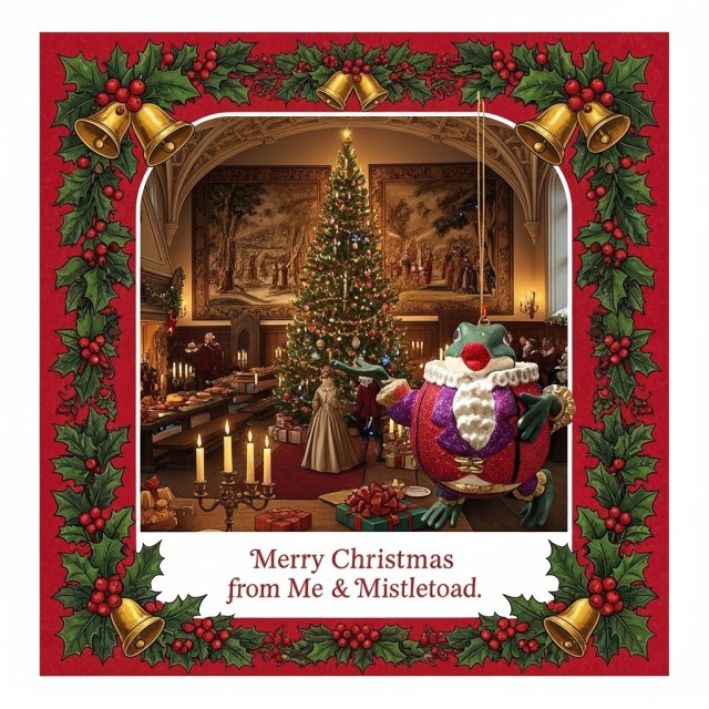 Mistletoad Christmas card design 2