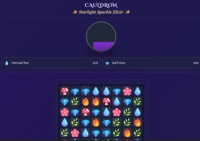 Match 3 game playing screen