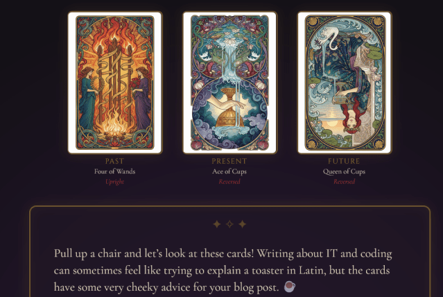 An art nouveau tarot card reader made in Lovable